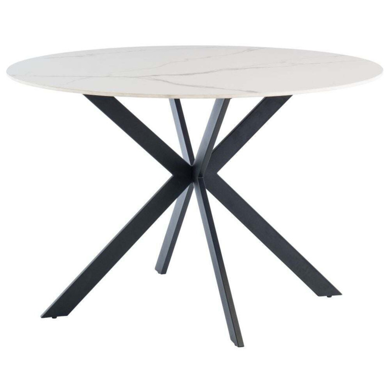 Bellflower 120cm Round Dining Table White Sintered Stone Top with