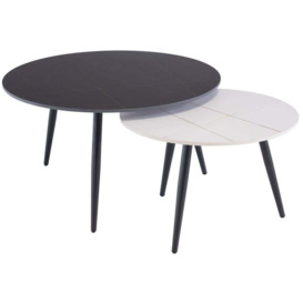 Carlsbad White and Black Set of 2 Round Coffee Table