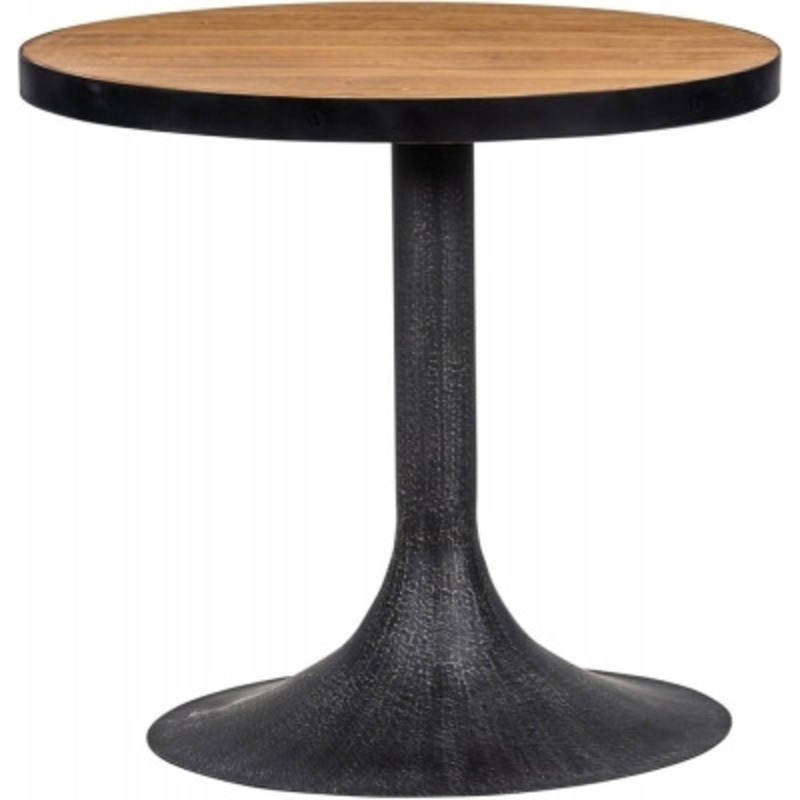 Revival Reclaimed Pine and Black Metal Flute Base Large Side Table by