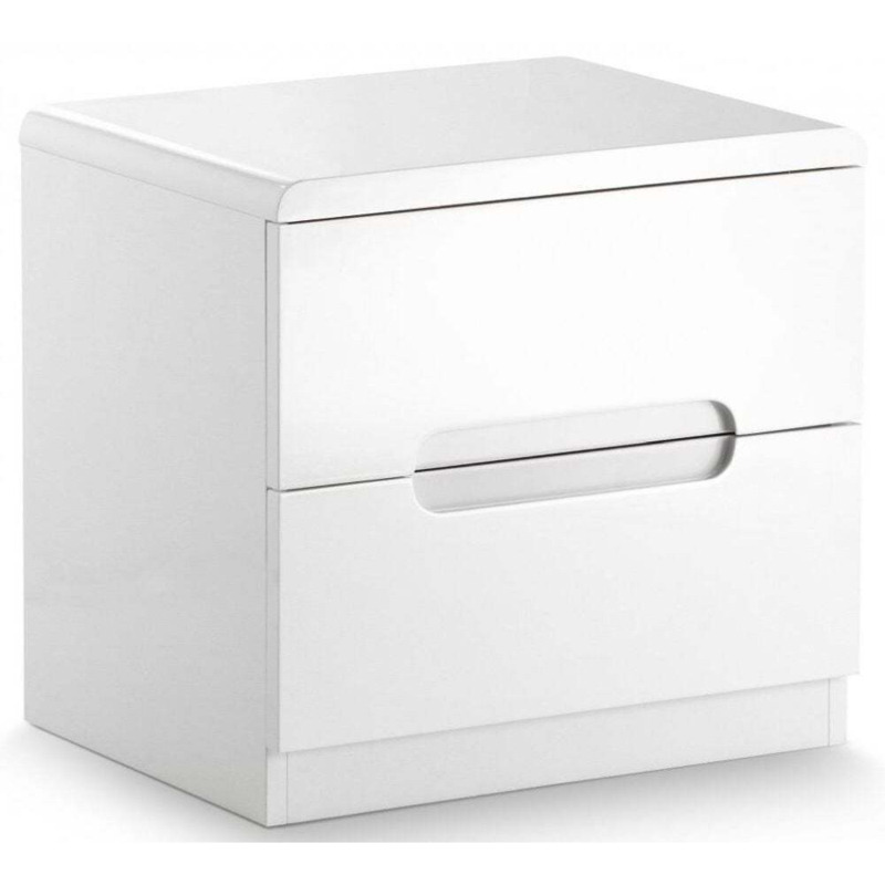 Julian Bowen Manhattan White High Gloss 2 Drawer Bedside by