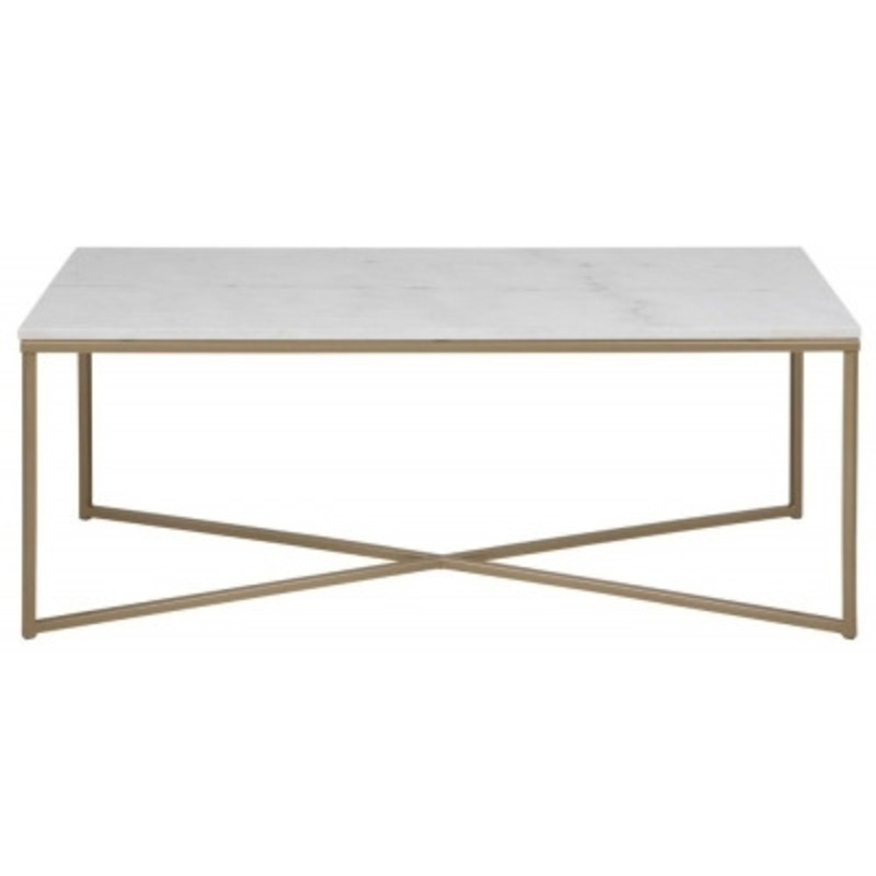 Apison White Guangxi Marble Effect Top and Gold Coffee Table by Choice