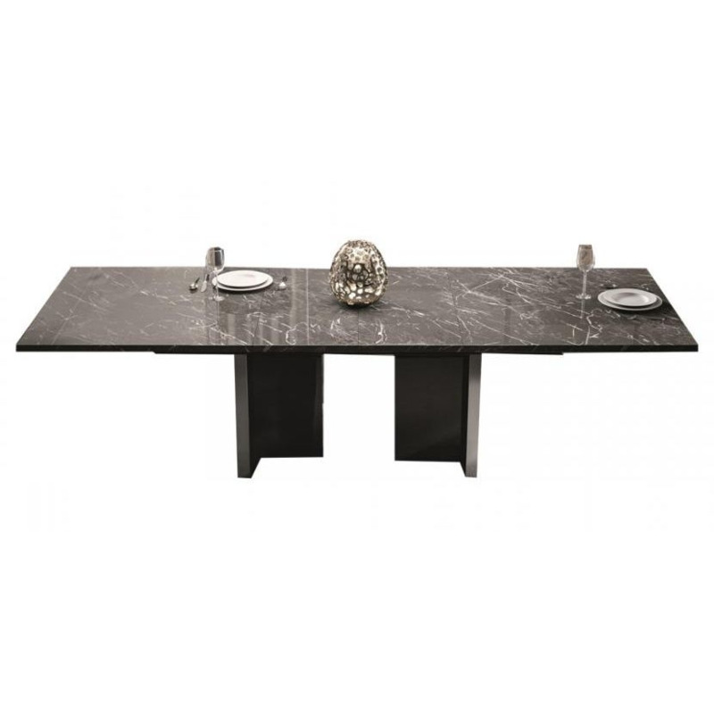 Carvelle Glossy Grey Marble Effect Italian 12 Seater Extending Dining