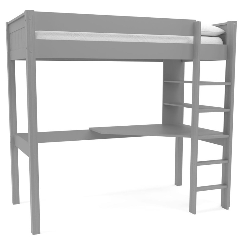 Stompa Classic Grey Highsleeper with Integrated Desk and Shelving by