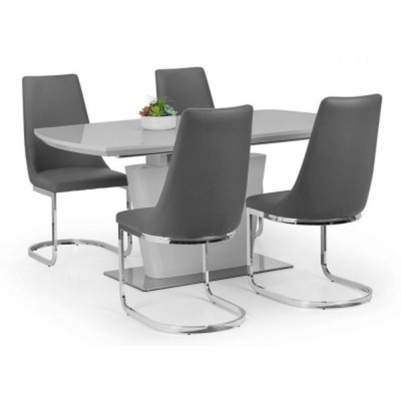 Como Grey High Gloss Extending 24 Seater Dining Table Set with 4