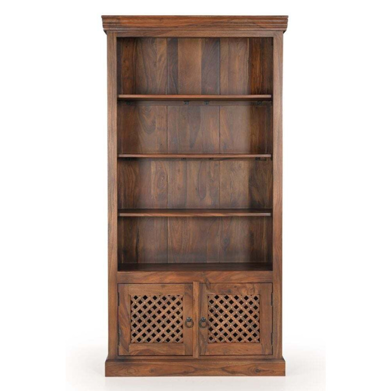 Maharani Sheesham Bookcase, Indian Wood, Lattice Jali Design Tall 4