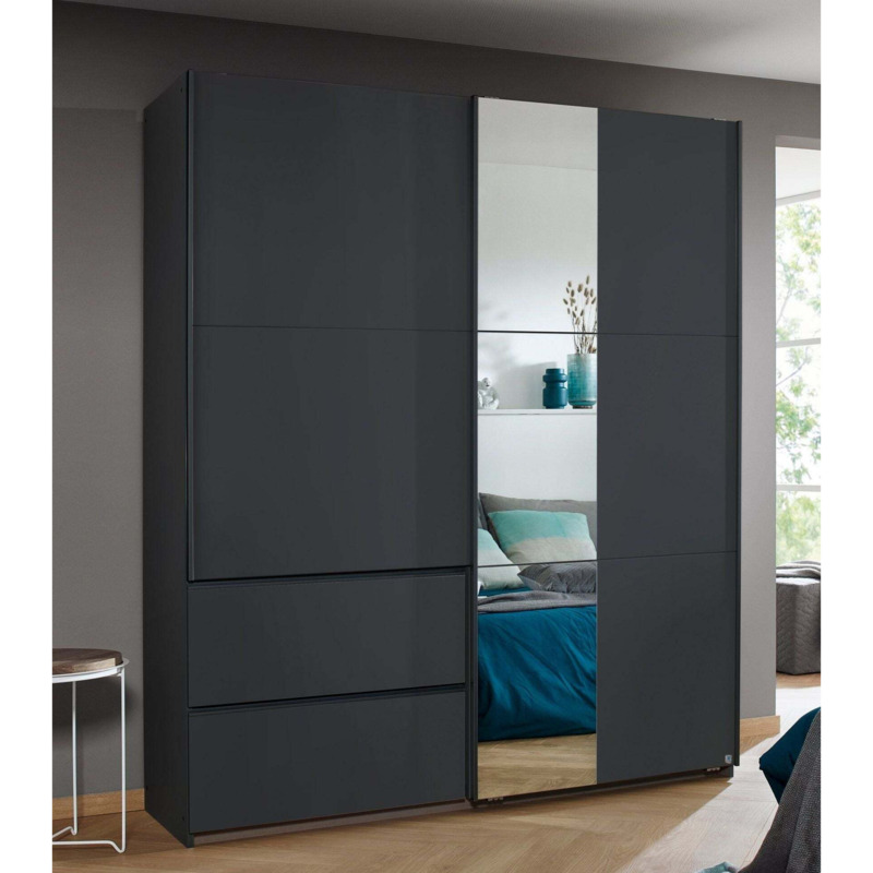 Rauch Sevilla Metallic Grey 2 Door 2 Drawer Combi Sliding Wardrobe with