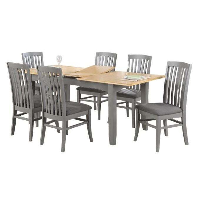 Rossmore Grey Painted Dining Set 160cm Seats 6 Diners Rectangular Top 6 Chairs Butterfly Extending C6c0057c 