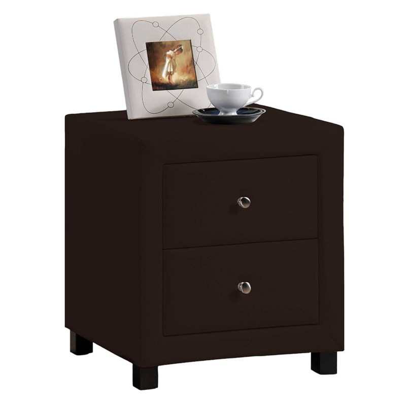 Time Living Chelsea Brown Faux Leather 2 Drawer Bedside by