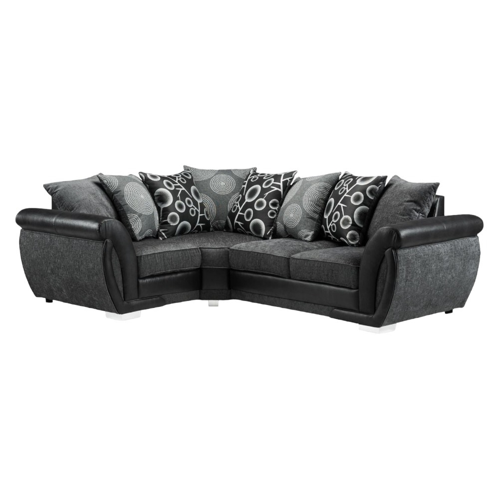 Bayswater Black and Grey Tufted Left Hand Facing Corner Sofa by Choice