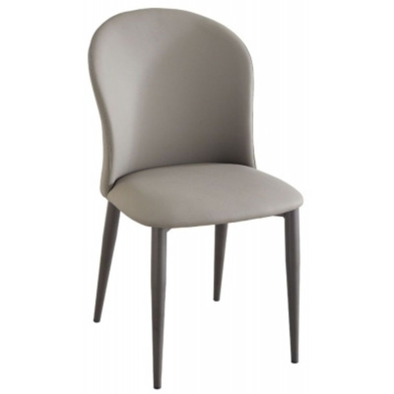 Nancy Grey Faux Leather High Back Dining Chair with Bronze Legs by