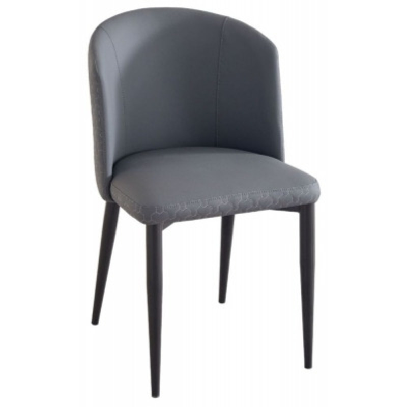 Deco Dark Grey Faux Leather High Back Dining Chair with Black Legs by