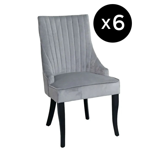Tufted Solid Wood Dining Chair Set - Black & Gray