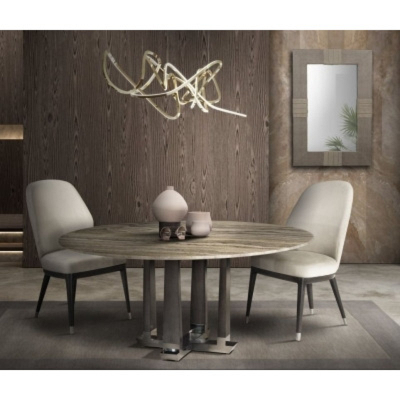 Stone International Daytona Marble and Wood Round Dining Table by