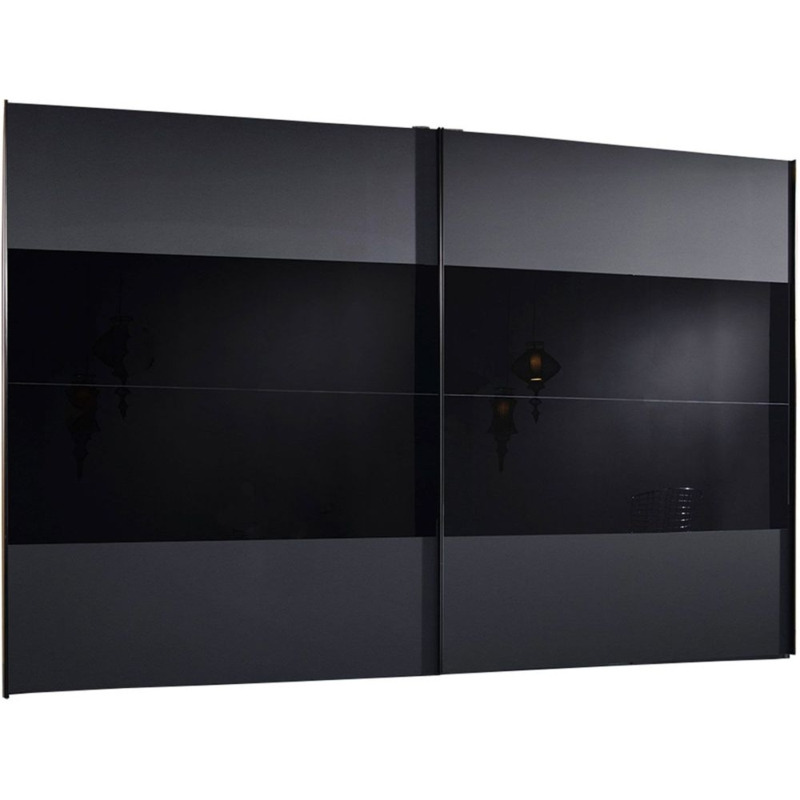 Rauch 20UP Front 3A 2 Door Black Gloss Sliding Wardrobe 300cm by