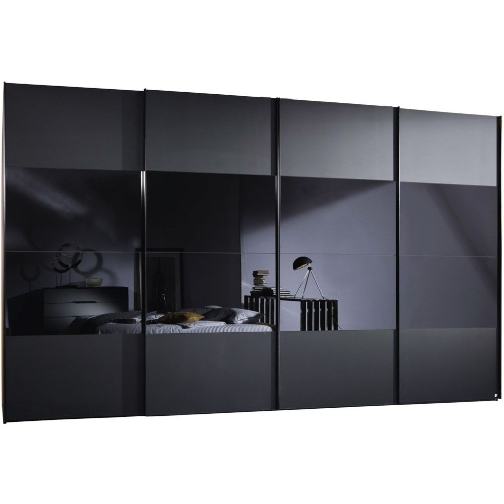Rauch 20UP Front 3A 4 Door Black Gloss Sliding Wardrobe 360cm by