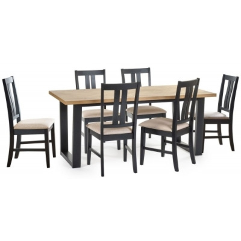 Hilton Black and Oak Herringbone Dining Set with 6 Chairs by Choice
