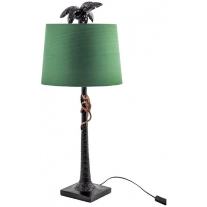 Palm Tree with Climbing Monkey Table Lamp with Green Shade by Choice