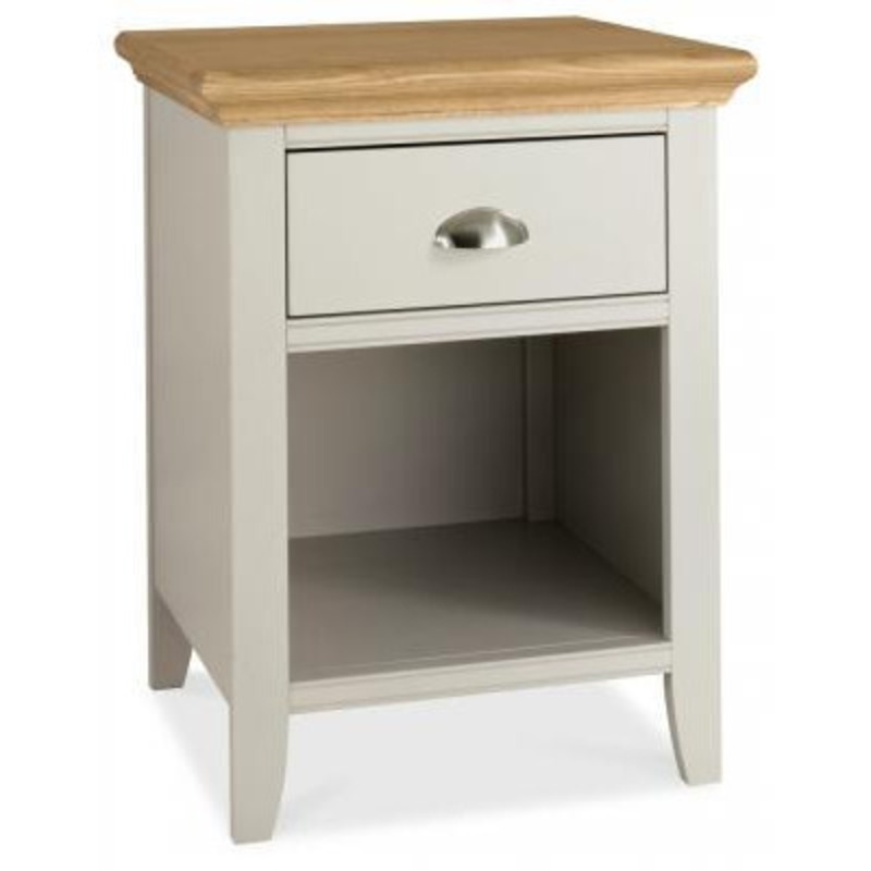 Bentley Designs Hampstead Soft Grey and Pale Oak 1 Drawer Bedside ...