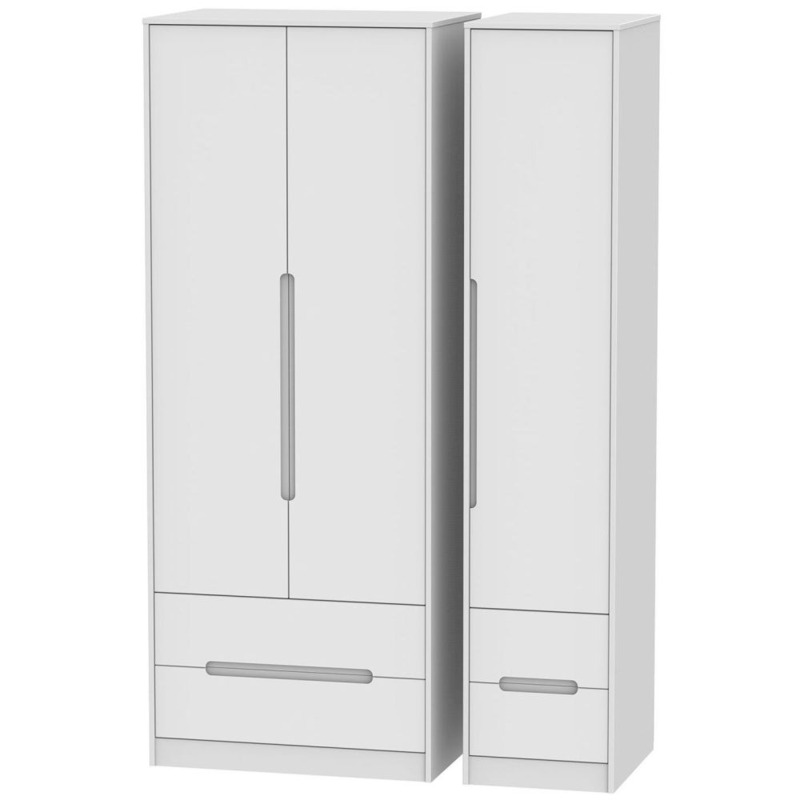Monaco White 3 Door 4 Drawer Tall Wardrobe by Choice Furniture