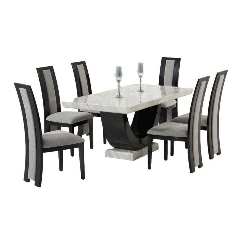 Sydney Cream and Black Marble Dining Table and 4 Chairs by Choice