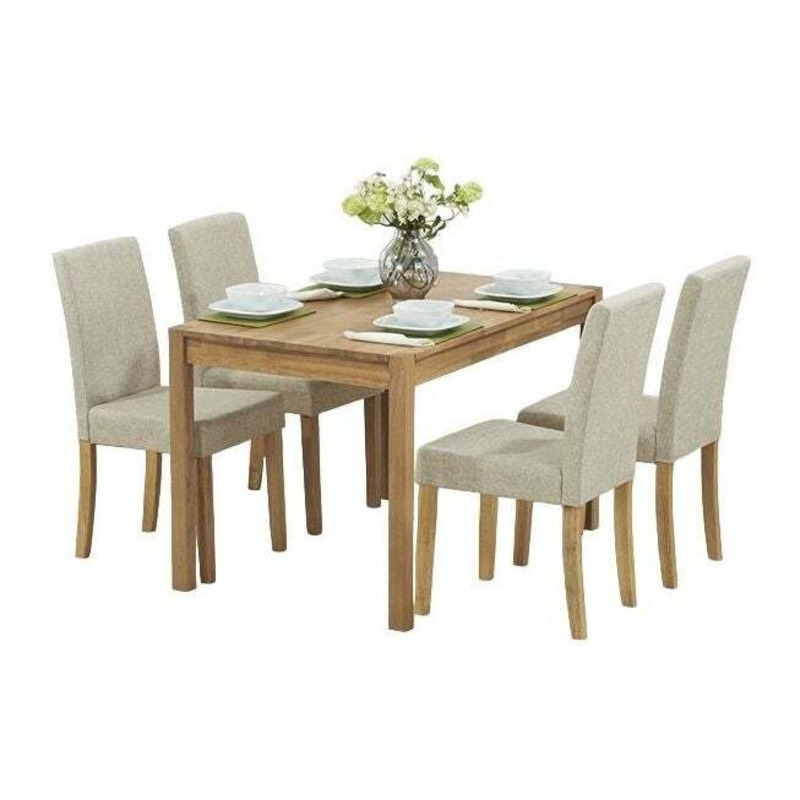 Leighton Oak Dining Table and 4 Josephine Cream Chairs by Choice