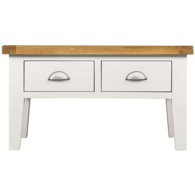 Lundy White and Oak Coffee Table with 2 Drawers Storage by Choice