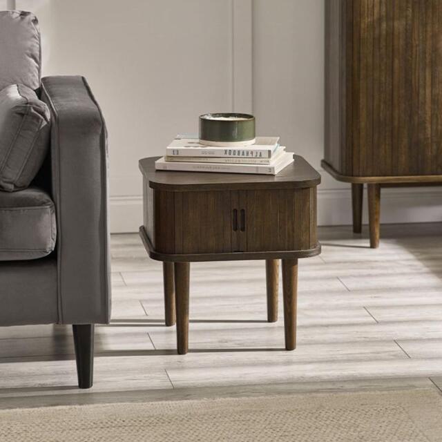 Arya Ribbed Dark Oak Side Table by Choice Furniture Superstore ...