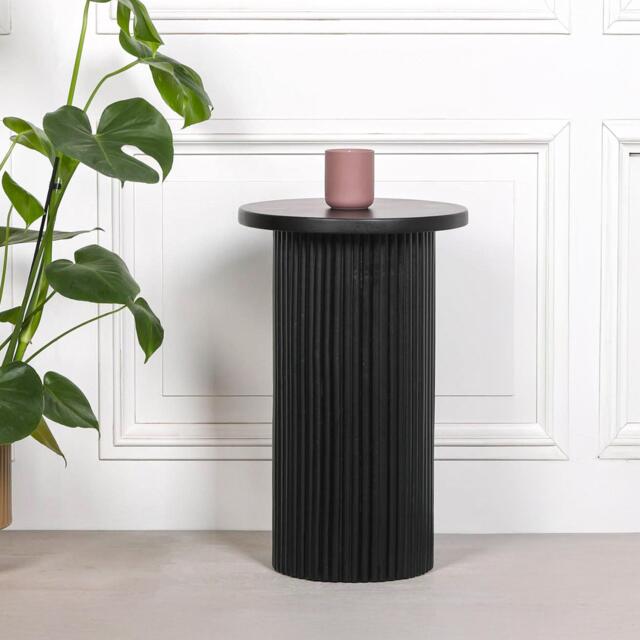 Ribbed Mango Wood Side Table - Black - Round - Occasional by Choice ...