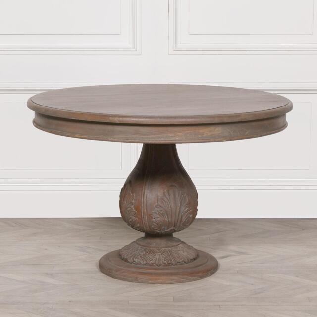 Rustic Reclaimed Wood Pedestal Dining Table - Round - 4 Seater - 120cm ...