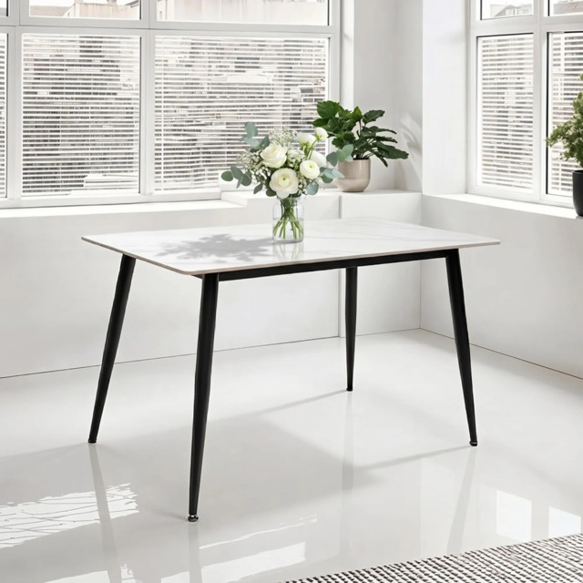 Decode Riga Table Riga Dining Table - 4 Seater - 130cm - Snow White Sintered Stone by ...
