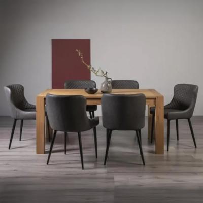 Bentley Designs Turin Light Oak 6 Seater Dining Table with 6 Cezanne ...