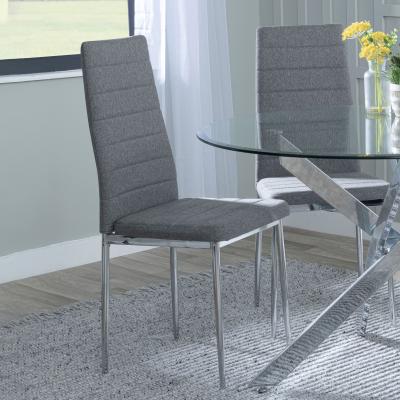 Clearance - Lido Dining Chair in Dark Grey Colour Fabric with Chrome ...