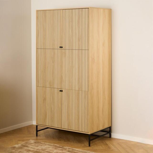 Oak Ribbing Albany Wardrobe - 4 Door - Oak Ribbed by Choice Furniture Superstore ...