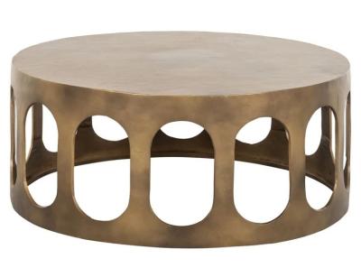 Du Pont Brushed Gold Metal Round Coffee Table by Choice Furniture ...