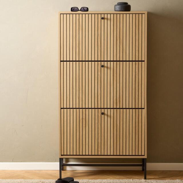 Oak Ribbing Albany Shoe Cabinet - 3 Drawer - Oak Ribbed by Choice Furniture ...