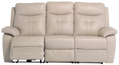 Sophia Light Stone Leather 3 Seater Electric Recliner Sofa by Choice ...