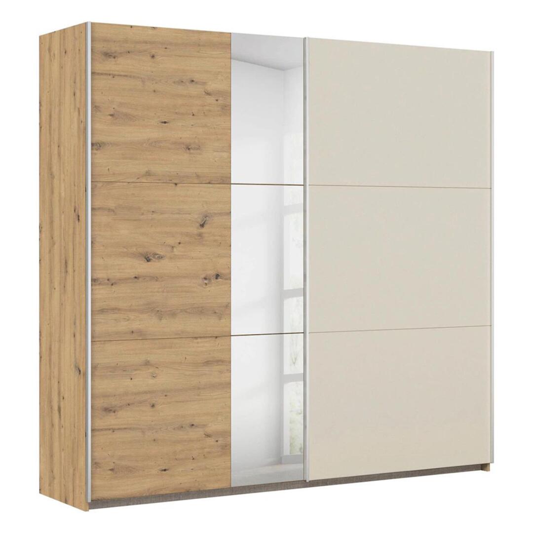 Monza Sliding Wardrobe - 218cm - 2 Door - Mirror - Artisan Oak