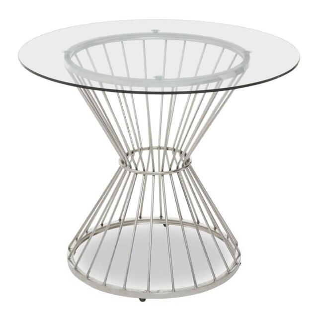 Anzio Clear Glass 2 Seater Round Dining Table with Wireframe Hourglass ...