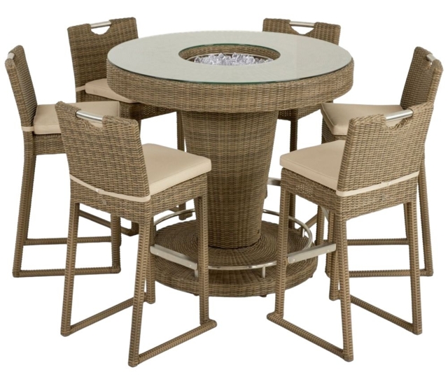 Round Rattan Bar Set Maze Winchester Natural Rattan 6 Seater Round Ice Bucket Garden Bar Set ...