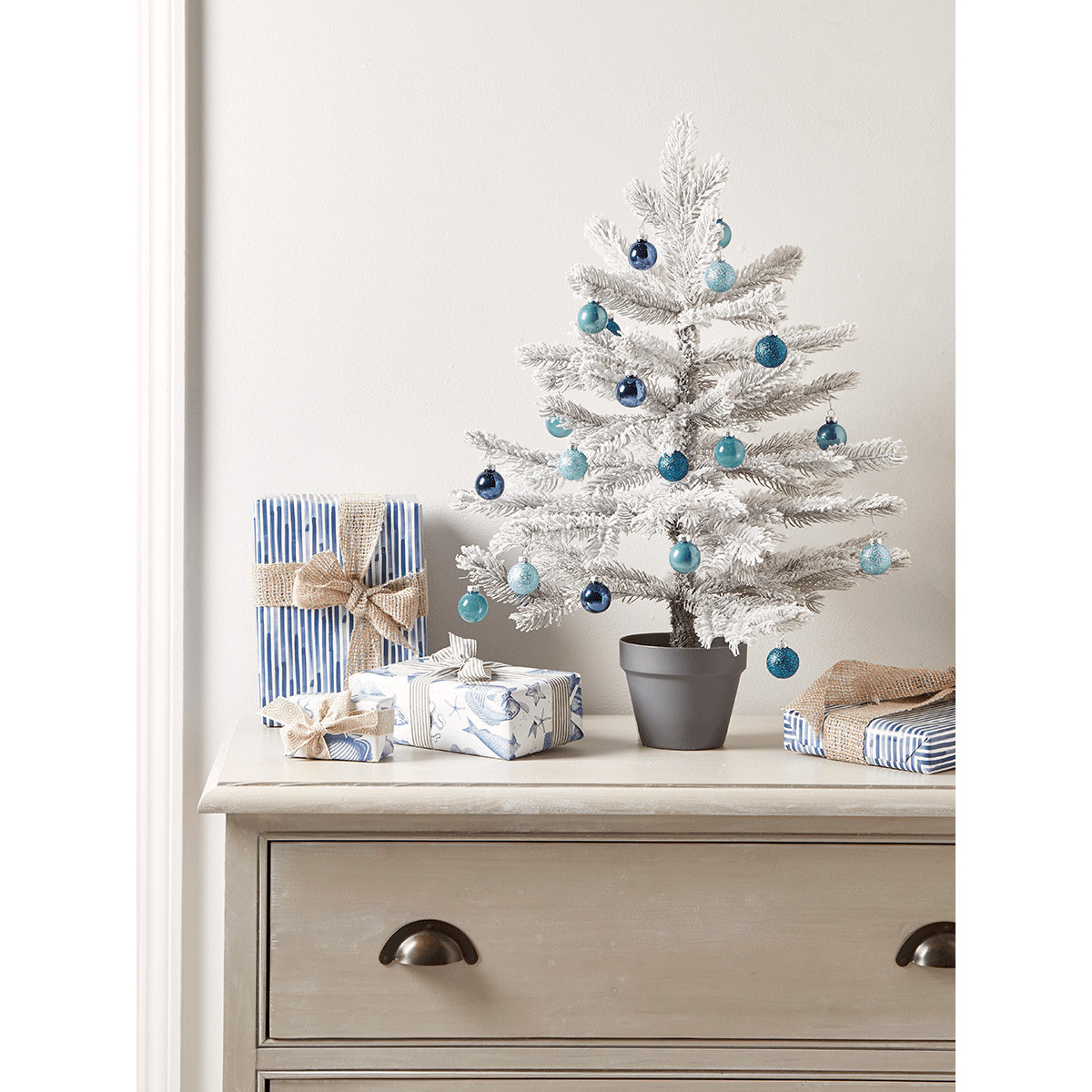 Indoor Outdoor Frosted Pine Potted Tree