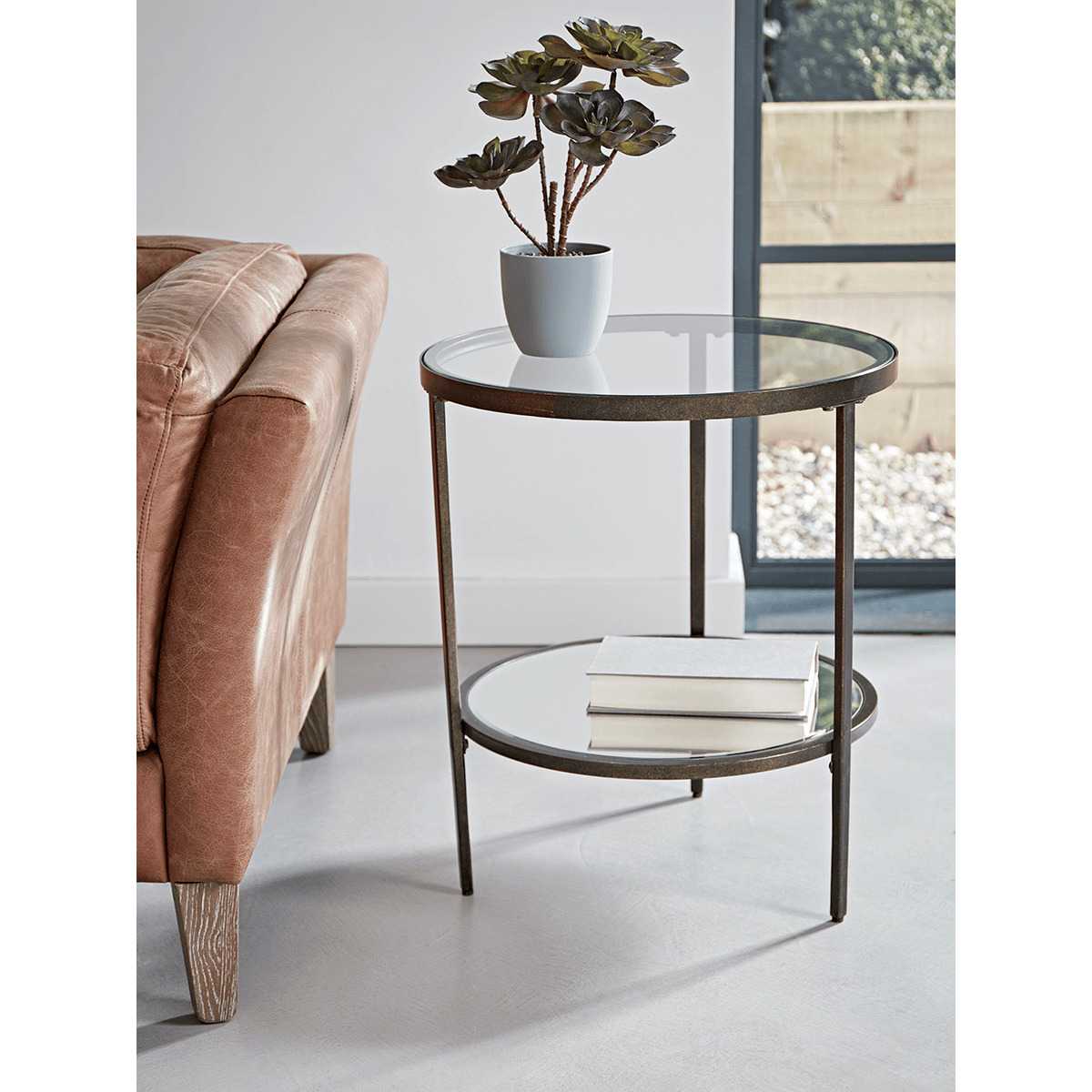 Glass Display Side Table Aged Bronze by Cox & Cox