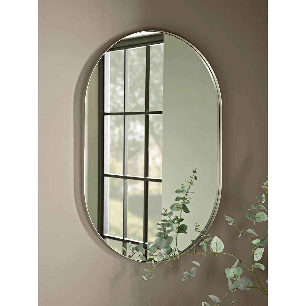 Slim Frame Oval Mirror - Burnished Silver - image 1