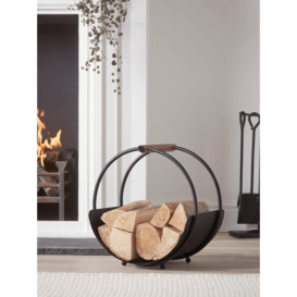 Faux Leather Handle Round Log Holder