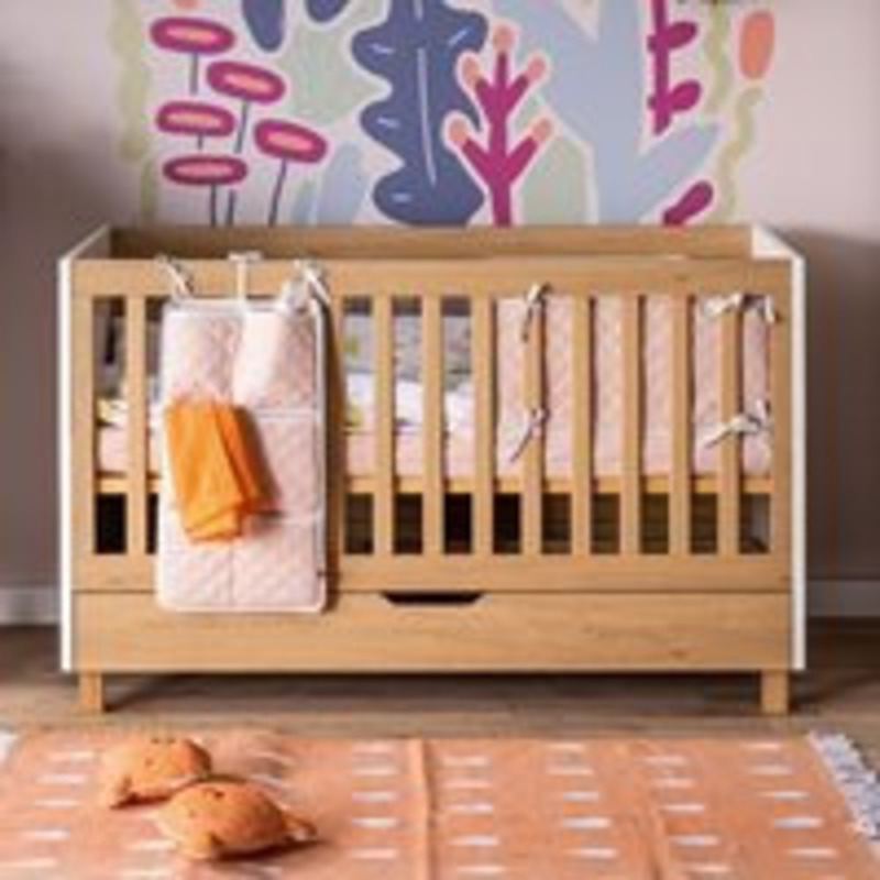 Vox Simple Customisable Cot Bed with Storage Drawer Oak Effect by
