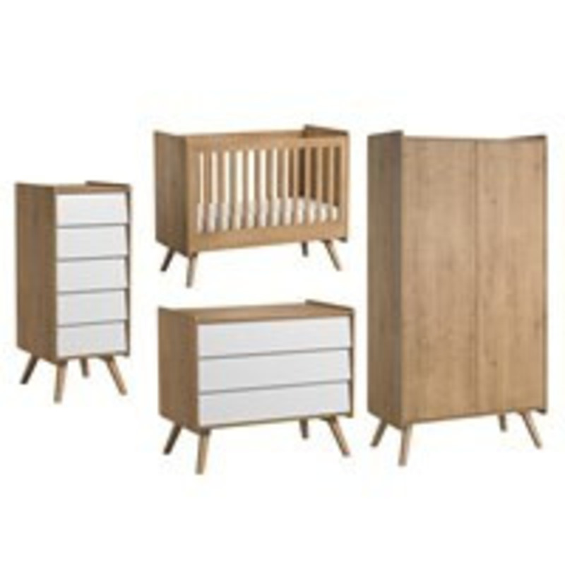 Vox Vintage 4 Piece Cot Nursery Furniture Set includes Cot, Wardrobe