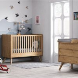 Vox Vintage 2 Piece Cot  Bed Nursery Furniture Set in a Choice of Oak or 5 Pastel Colours - White