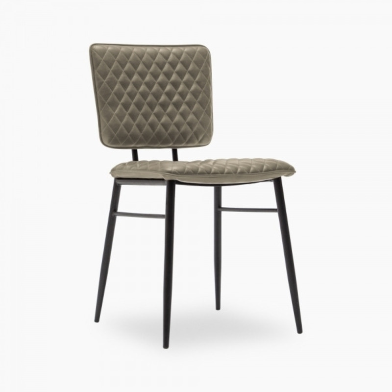 Elgin Quilted Dining Chair, Light Grey by Cult Furniture