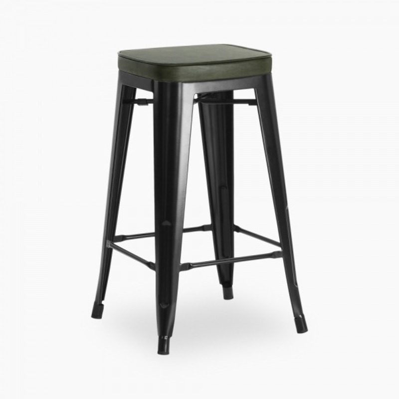 £10 Off Xavier Pauchard Tolix Style Metal Kitchen Stool, Green & Matte