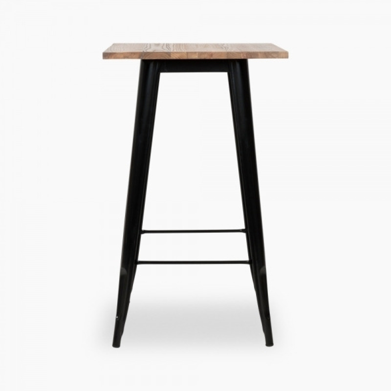 Xavier Pauchard Tolix Style Metal Bar Table, Natural Wood & Black