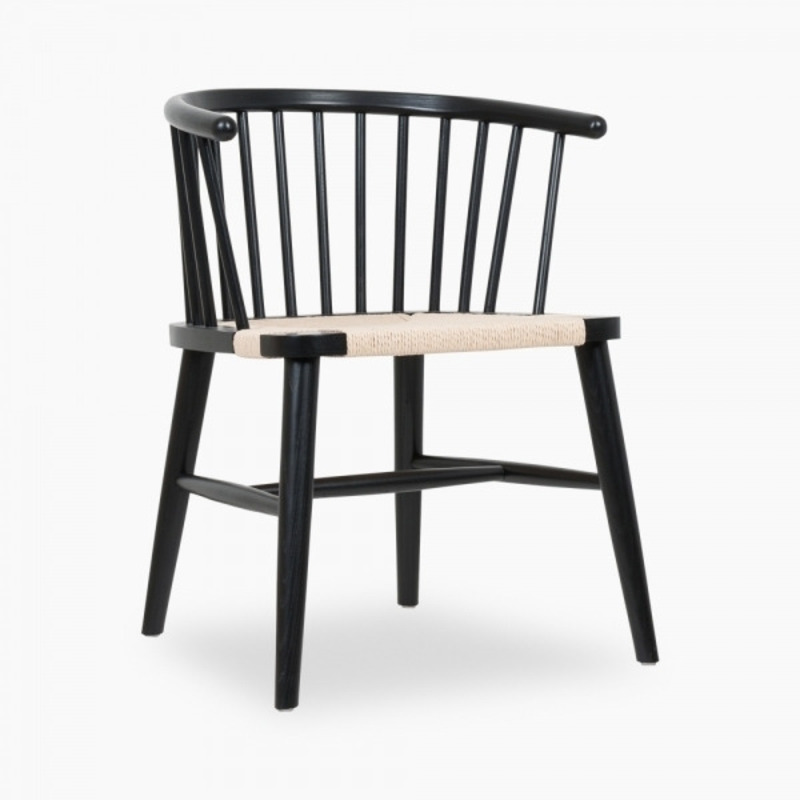 £50 Off Isabella Carver Dining Chair, Natural Rattan & Black by Cult